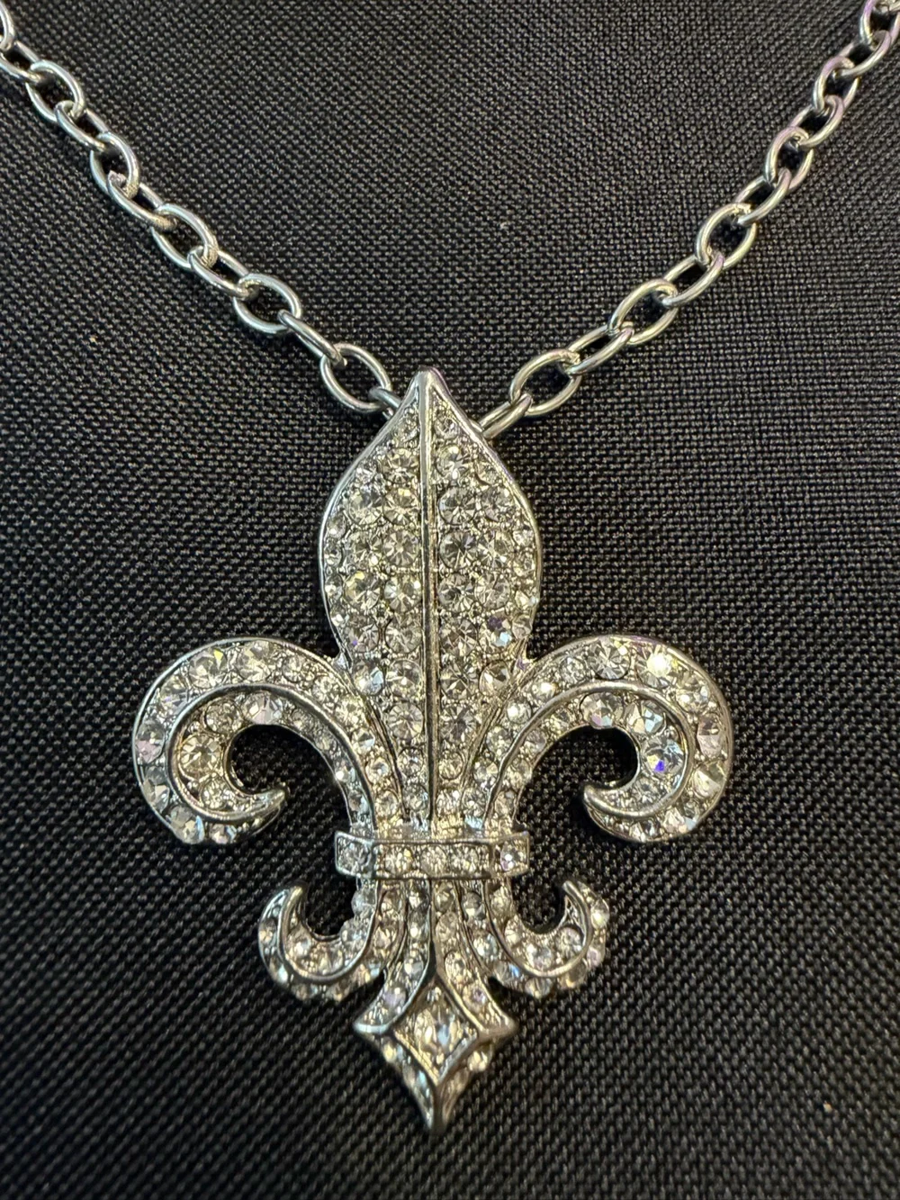 Park Lane Regal Diamonds Fleur De Lis Swarovski Necklace Retired $69